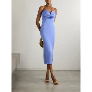 NWT Alex Perry Cornflower Blue Strapless Draped Midi Dress Size 6